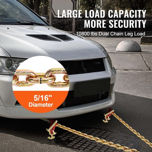 G80 V Bridle Chain 516 x 3 Towing Chain Bridle with R Hooks T Hooks J