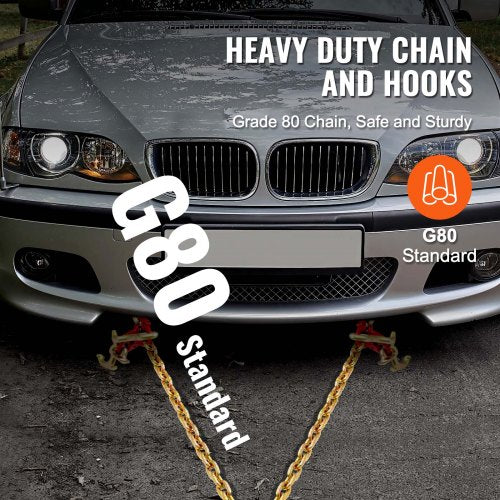 G80 V Bridle Chain 516 x 3 Towing Chain Bridle with R Hooks T Hooks J