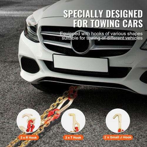 G80 V Bridle Chain 516 x 3 Towing Chain Bridle with R Hooks T Hooks J