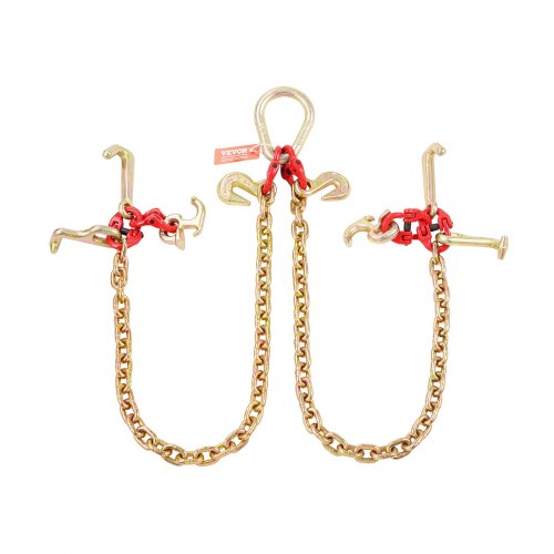 G80 V Bridle Chain 516 x 3 Towing Chain Bridle with R Hooks T Hooks J