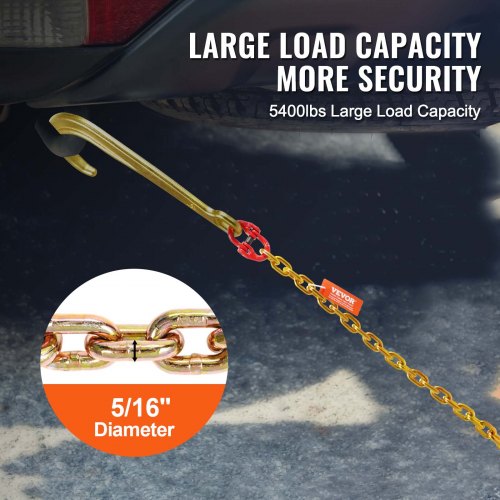J Hook Chain 516 x 6 G80 15 Long Shank J Hook Tow Chain with RTJ