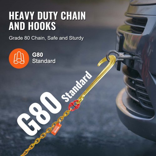 J Hook Chain 516 x 6 G80 15 Long Shank J Hook Tow Chain with RTJ