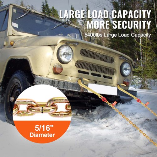 J Hook Chain 2PCS 516 x 6 G80 15 Long Shank J Hook Tow Chain with RTJ