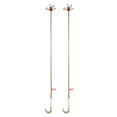 J Hook Chain 2PCS 516 x 6 G80 15 Long Shank J Hook Tow Chain with RTJ