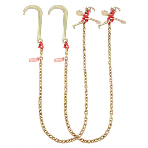 J Hook Chain 2PCS 516 x 6 G80 15 Long Shank J Hook Tow Chain with RTJ