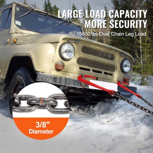 G80 V Bridle Chain 38 x 3 Towing Chain Bridle with 15 J Hooks and Grab
