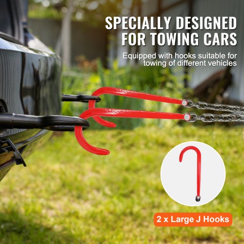 G80 V Bridle Chain 38 x 3 Towing Chain Bridle with 15 J Hooks and Grab