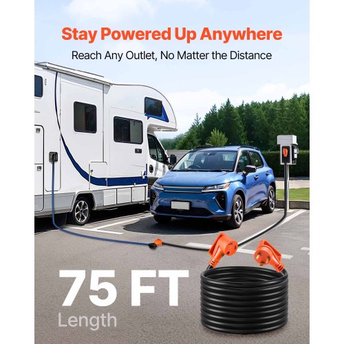 75 FT RV Extension Cord 30 Amp 125V 2500W Heavy Duty STW 103 Gauge Wire