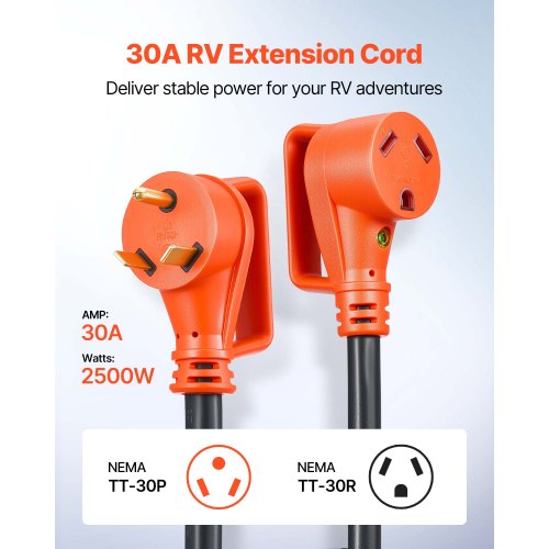 75 FT RV Extension Cord 30 Amp 125V 2500W Heavy Duty STW 103 Gauge Wire