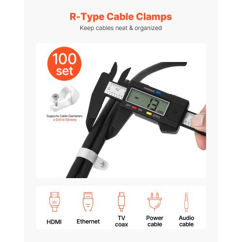 RType Cable Clip51 in Wire Clamp 100 Pack Nylon Screw Mounting Cord