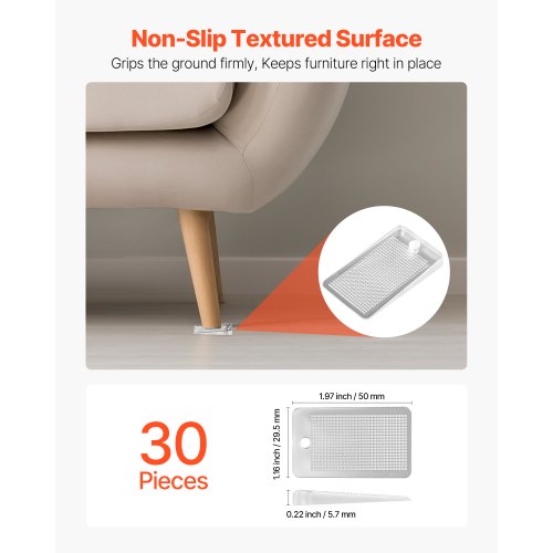 Furniture Leveling Shims 30 PCS 197 x 116 x22 inch NonSkid Clear
