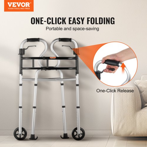 Folding Walker on Wheels 3in1 StandAssist Folding Walkers with Adjustable Height