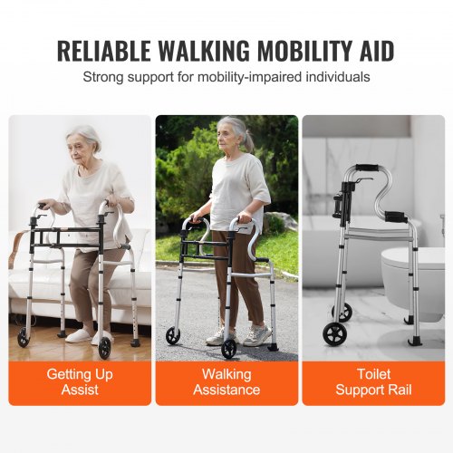 Folding Walker on Wheels 3in1 StandAssist Folding Walkers with Adjustable Height