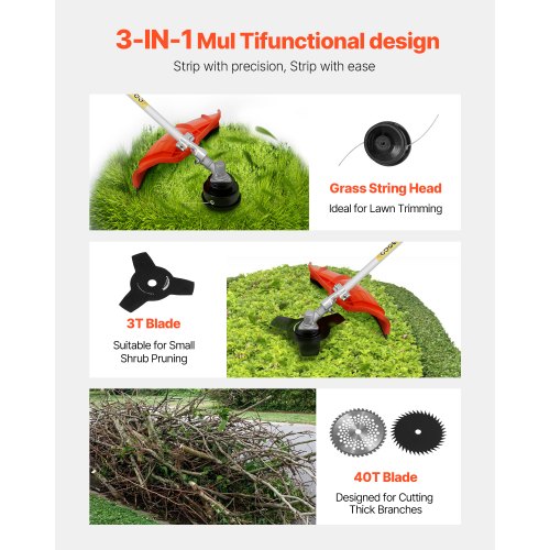 String Trimmer 427CC 2Stroke Gas Powered Weed Wacker 169 Cordless