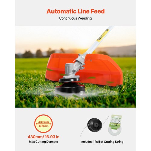 String Trimmer 427CC 2Stroke Gas Powered Weed Wacker 169 Cordless