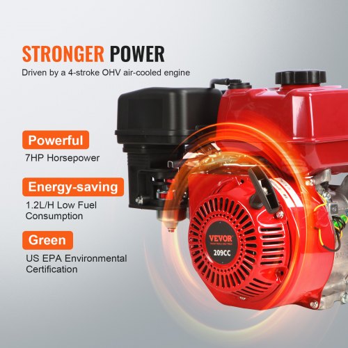 Gasoline Engine Water Pump 2inch 7HP 142 GPM 148ft Lift 22ft Suction