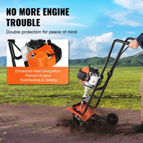 Tiller Cultivator 31CC 4Stroke Garden Cultivator Tiller with 4 Steel