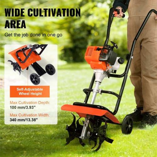 Tiller Cultivator 31CC 4Stroke Garden Cultivator Tiller with 4 Steel