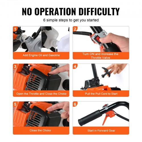 Tiller Cultivator 31CC 4Stroke Garden Cultivator Tiller with 4 Steel