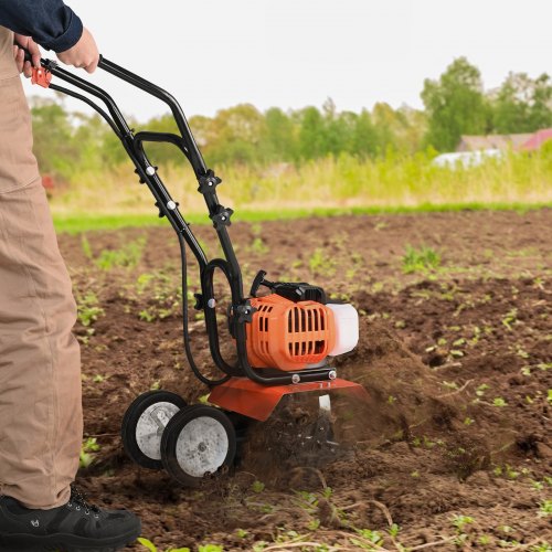 Tiller Cultivator 43CC 2Stroke Garden Cultivator Tiller with 4 Steel