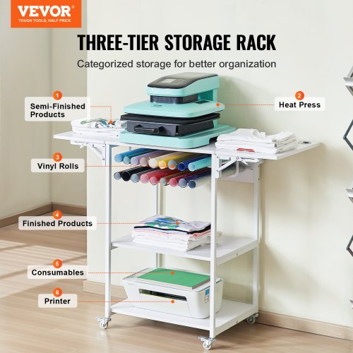 Heat Press Table 3 Tier Movable Heat Press Stand Foldable Heat Transfer