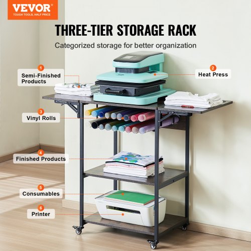 Heat Press Table 3 Tier Movable Heat Press Stand Foldable Heat Transfer 1