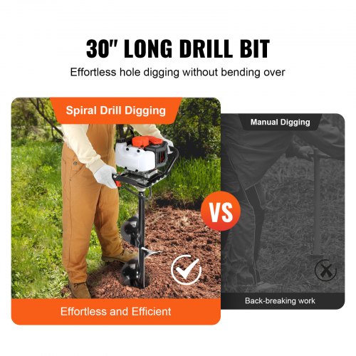Post Hole Digger 52cc 1450W Auger Post Hole digger Gas Powered Earth