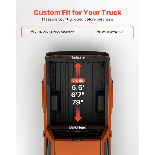Soft RollUp Truck Bed Tonneau Cover Compatible with 20142025 Chevy