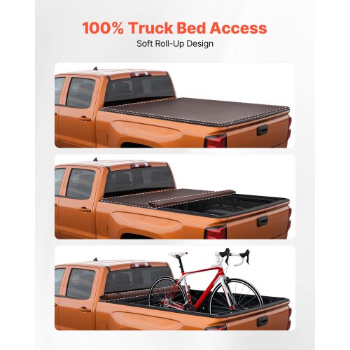Soft RollUp Truck Bed Tonneau Cover Compatible with 20142025 Chevy