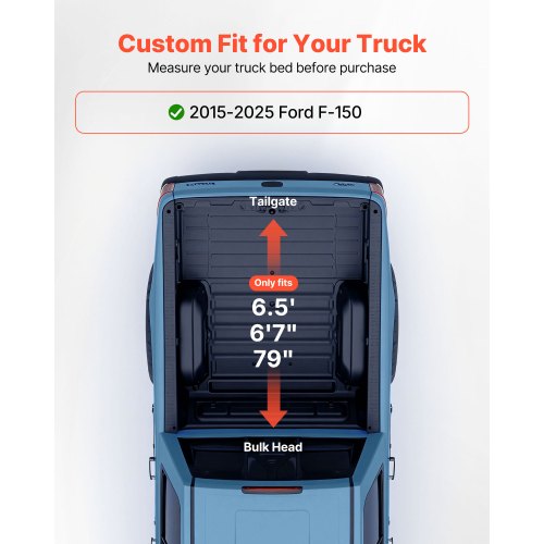 Soft RollUp Truck Bed Tonneau Cover Compatible with 20152025 Ford F150