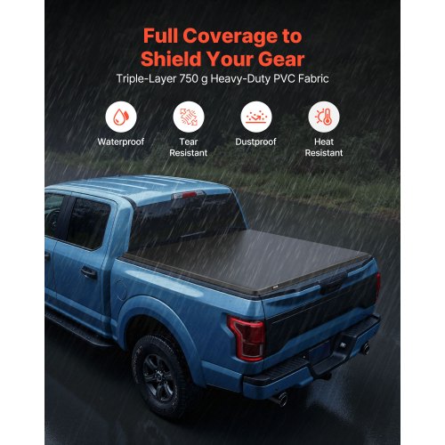 Soft RollUp Truck Bed Tonneau Cover Compatible with 20152025 Ford F150