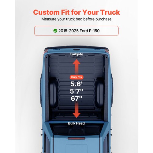 Soft RollUp Truck Bed Tonneau Cover Compatible with 20152025 Ford F150 1