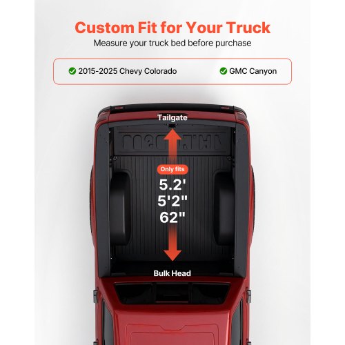 Soft RollUp Truck Bed Tonneau Cover Compatible with 20152025 Chevy