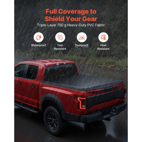 Soft RollUp Truck Bed Tonneau Cover Compatible with 20152025 Chevy