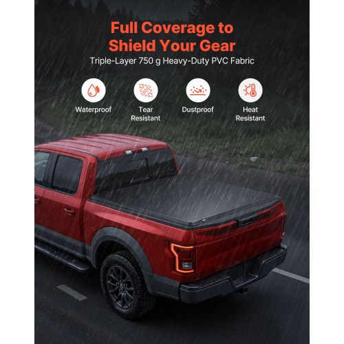 Soft RollUp Truck Bed Tonneau Cover Compatible with 20172025 Ford