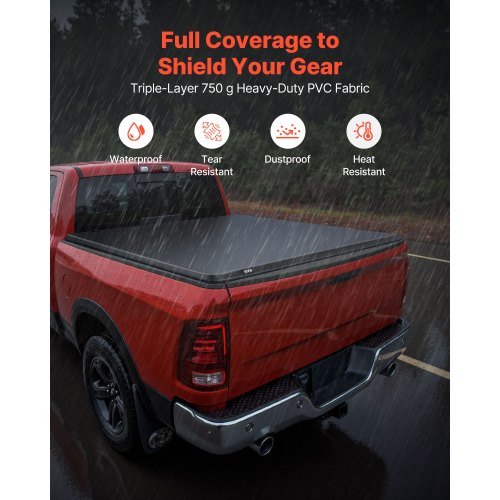 Soft RollUp Truck Bed Tonneau Cover Compatible with 20192024 Dodge Ram