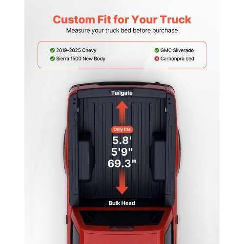 Soft RollUp Truck Bed Tonneau Cover Compatible with 20192025 Chevy