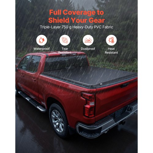 Soft RollUp Truck Bed Tonneau Cover Compatible with 20192025 Chevy