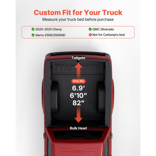 Soft RollUp Truck Bed Tonneau Cover Compatible with 20202025 Chevy