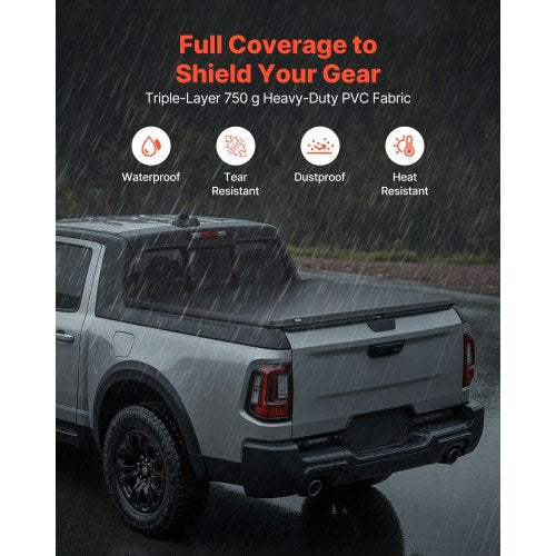 Soft RollUp Truck Bed Tonneau Cover Compatible with 20222025 Ford