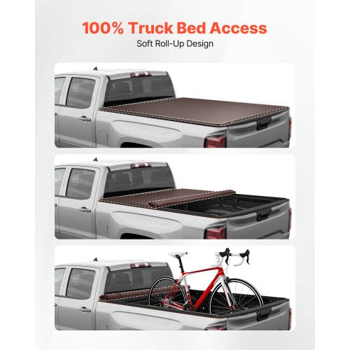Soft RollUp Truck Bed Tonneau Cover Compatible with 20222025 Ford
