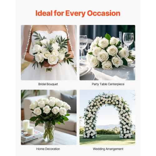 Artificial Flowers 120 pcs Real Looking White Foam Fake Roses Bulk White