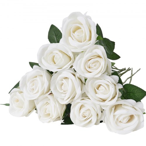Artificial Flowers 120 pcs Real Looking White Foam Fake Roses Bulk White