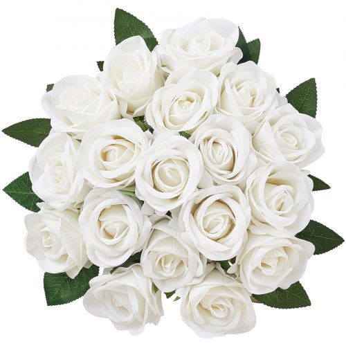 Artificial Flowers 60 pcs Real Looking White Foam Fake Roses Bulk White