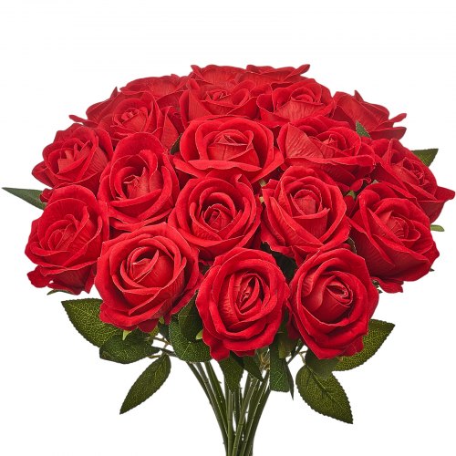 Artificial Flowers 60 pcs Real Looking Red Foam Fake Roses Bulk Faux Red