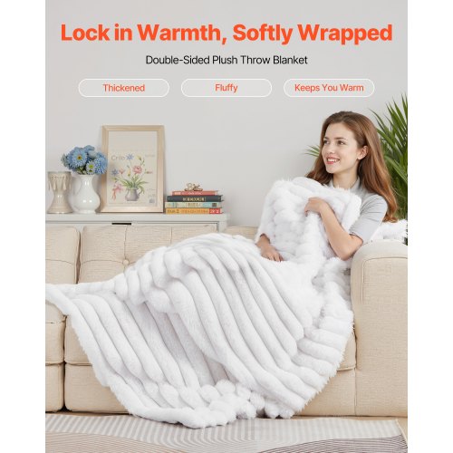 Throw Blanket 50 x 60 Inches 1270 x 1524 mm Faux Fur Cozy Throw