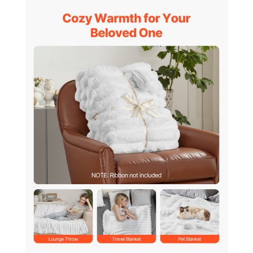 Throw Blanket 50 x 60 Inches 1270 x 1524 mm Faux Fur Cozy Throw