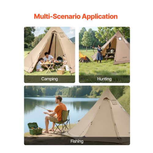 Hot Tent for 46 Persons Portable Winter Tipi Tent with Stove Jack