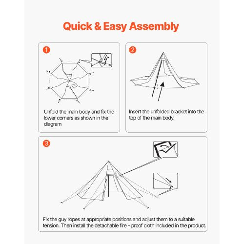 Hot Tent for 2 Persons Portable Winter Tipi Tent with Stove Jack