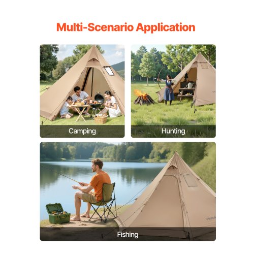 Hot Tent for 4 Persons Portable Winter Tipi Tent with Stove Jack